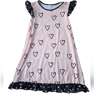 Penelope Plumm Pink/Black Heart Ruffle Dress Size 12